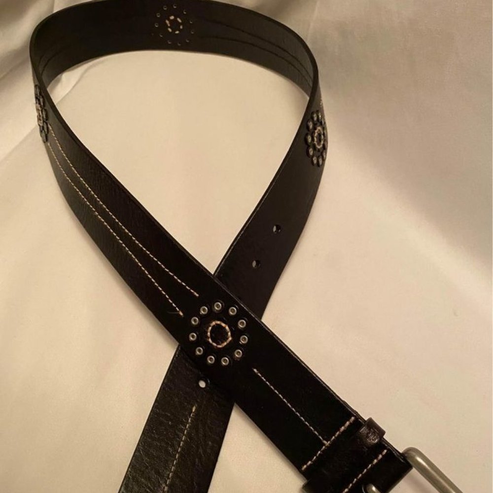 Lauren Ralph Lauren western boho festival hippie Leather Dark Brown Belt